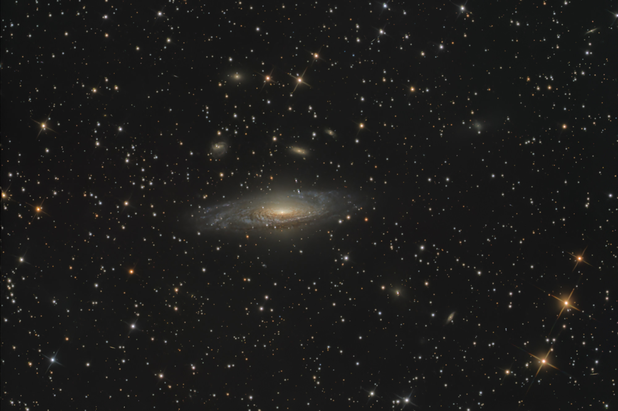 NGC 7331 is a spiral galaxy in the constellation Pegasus in the northern sky. The object was discovered on September 6, 1784 by the German-British astronomer Wilhelm Herschel.